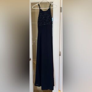 Morgan & Co Navy Beaded Dress